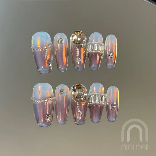 Fancy Pink Diamond Press On Nails