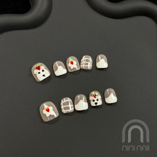 Grey Puppy Press On Nails