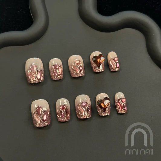 Pink Shine Press On Nails