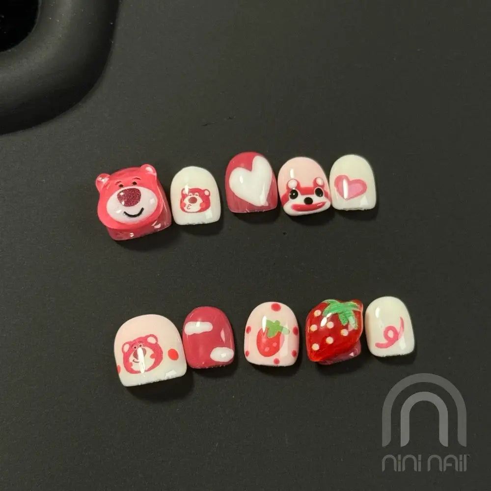 Strawberry Bear Press On Nails